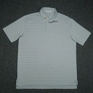 Peter‎ Millar Shirt Men Extra Large Blue Gray Striped Performance Summer Comfort